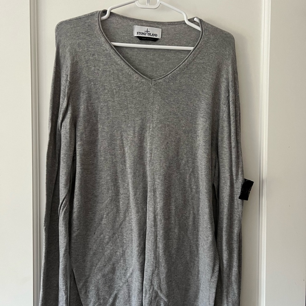 stone island light gray sweater